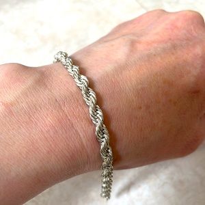 Vintage Silver Tone Thick Rope chain Bracelet